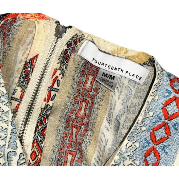 Fourteenth Place Womens Sleeveless Retro Print Blouse Size M Wanderlust Boho - Picture 6 of 8